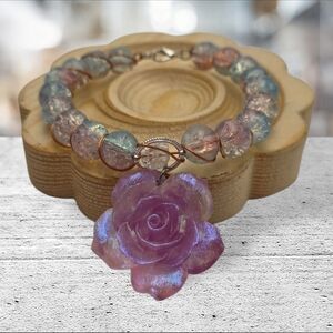 Handmade wirewrapped Elegant Purple Rose Bracelet